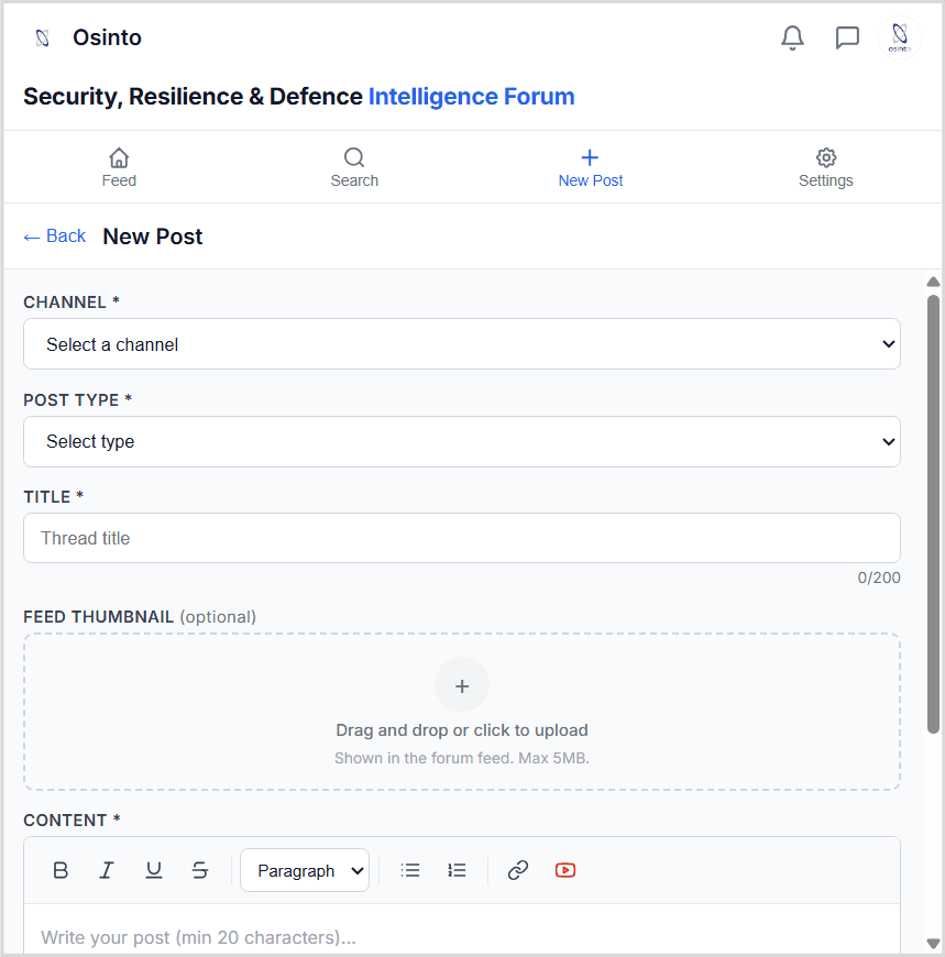 Osinto browser extension post creation preview