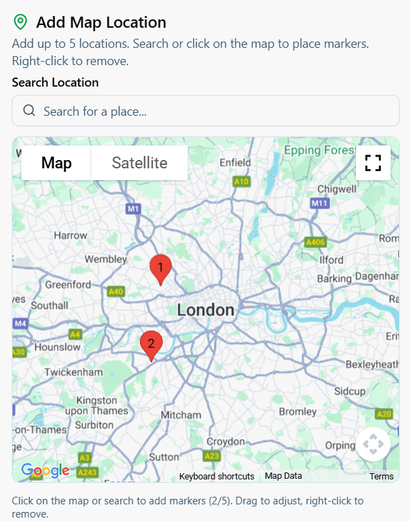 Forum thread creation with map location feature