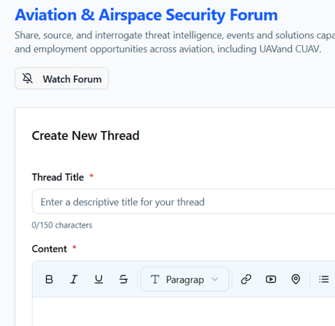 Aviation & Airspace Security Forum interface